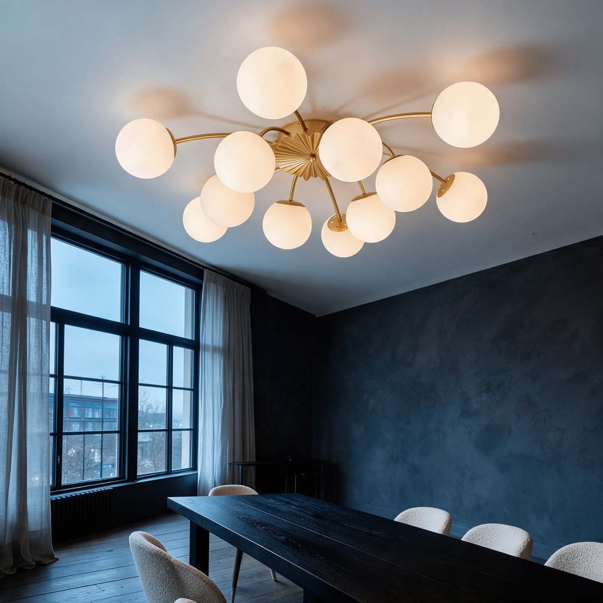 Opal Glass Blossom Bubble Chandelier